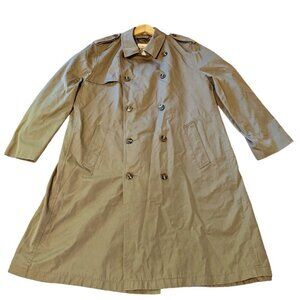 Vintage 1970’s Trench Coat Double Breasted Epaulettes Misty Harbor Long Beige